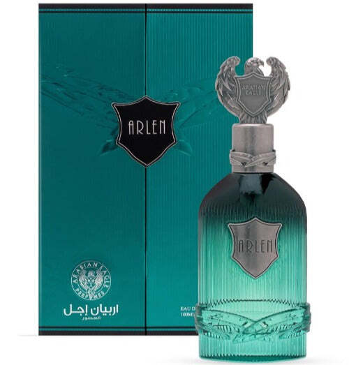 Unisex Arabian Eagle Arlen Eau De Parfum bottle with elegant packaging, showcasing a sophisticated fragrance design.