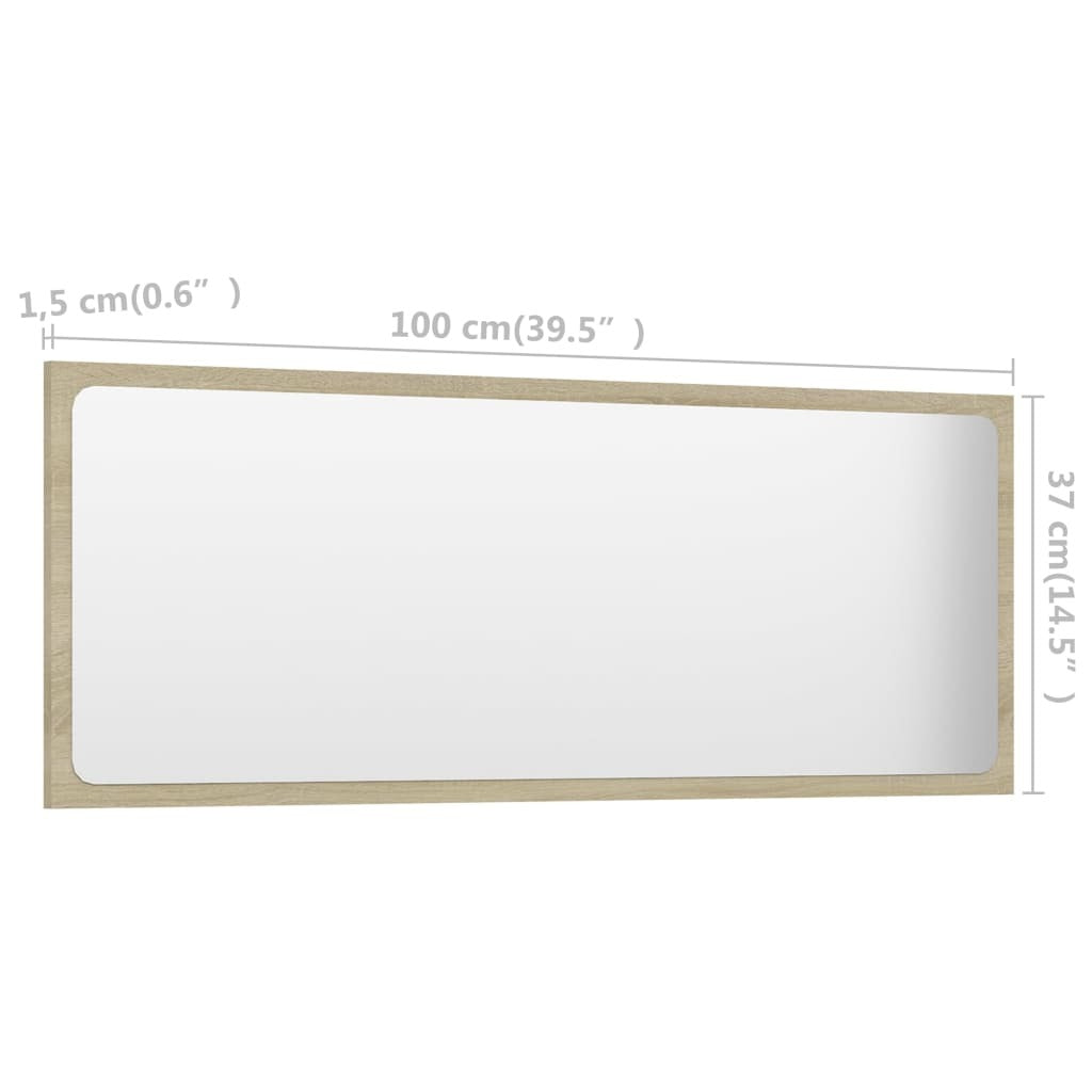 Bathroom vanity unit with Sonoma Oak mirror, 39.4 inches wide, made of engineered wood by American Smart WB.