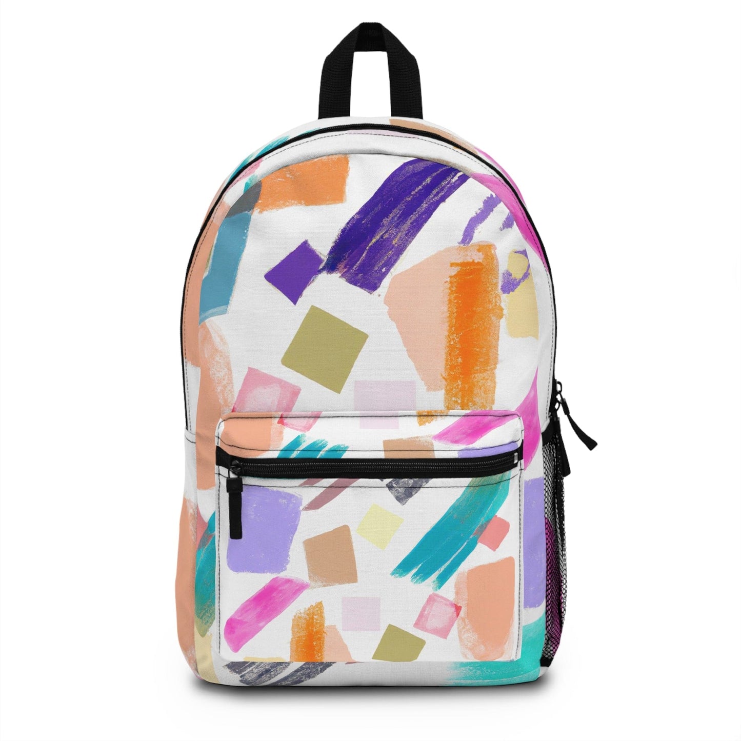 Backpack Work/school/leisure - Waterproof, Multicolor Pastel Geometric Brush Stroke Pattern-0