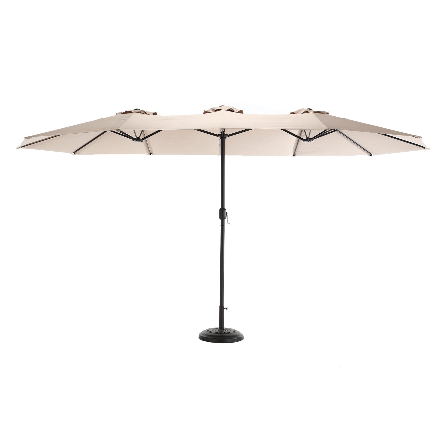 14.8 Ft Double Sided Outdoor Umbrella Rectangular Large with Crank ( khaki )