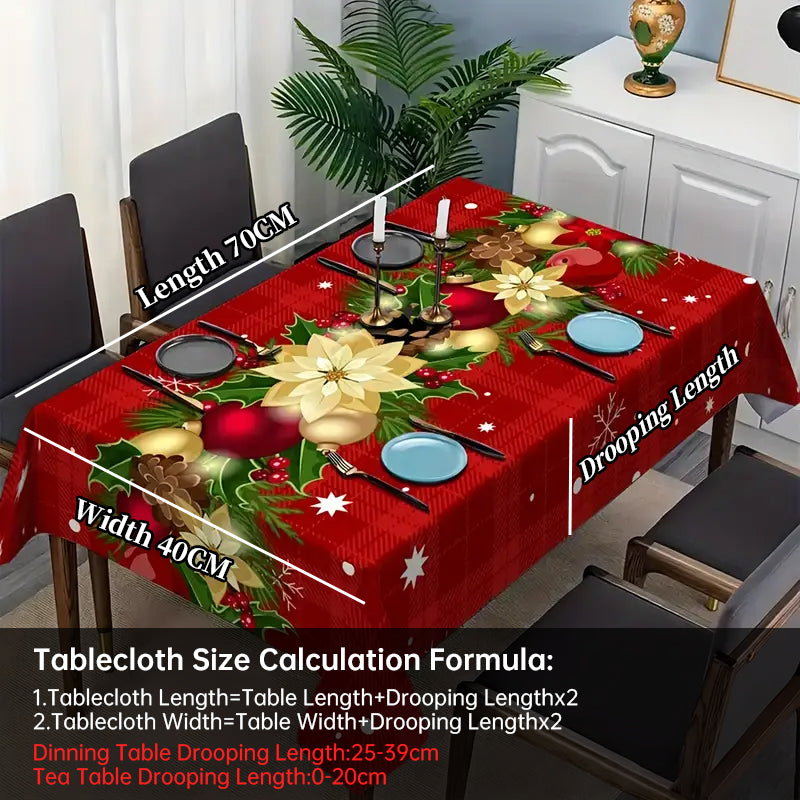 Christmas table runner with pine holly needle, holiday dining decor - American Smart
