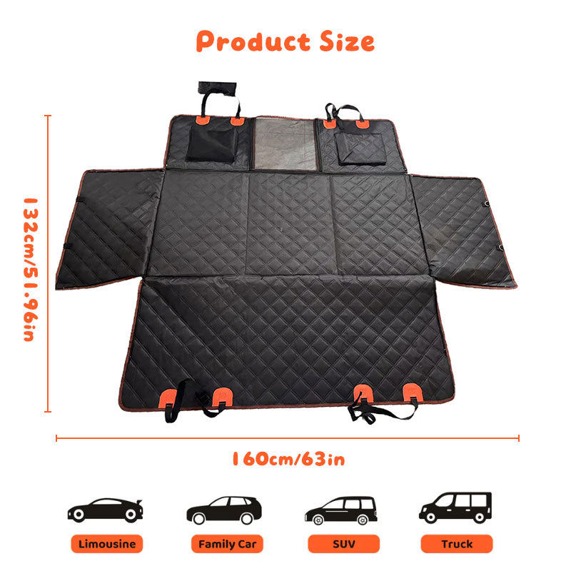 Dog Car Hammock Seat Cover, Waterproof 600D Oxford Fabric Pet Seat Protector for Back Seat, Scratch Proof & Anti-Slip - American Smart