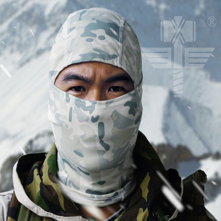 Eprolo outdoor camouflage headgear mask with 3D design, suitable for riding, hiking, climbing, and tactical activities.