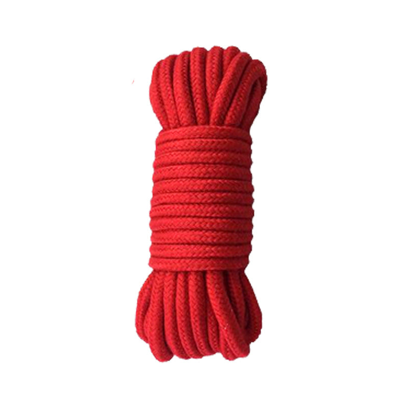 Eprolo erotic bondage rope for couples, 5m cotton rope for intimate play, shown coiled and ready for use in adult BDSM activities.
