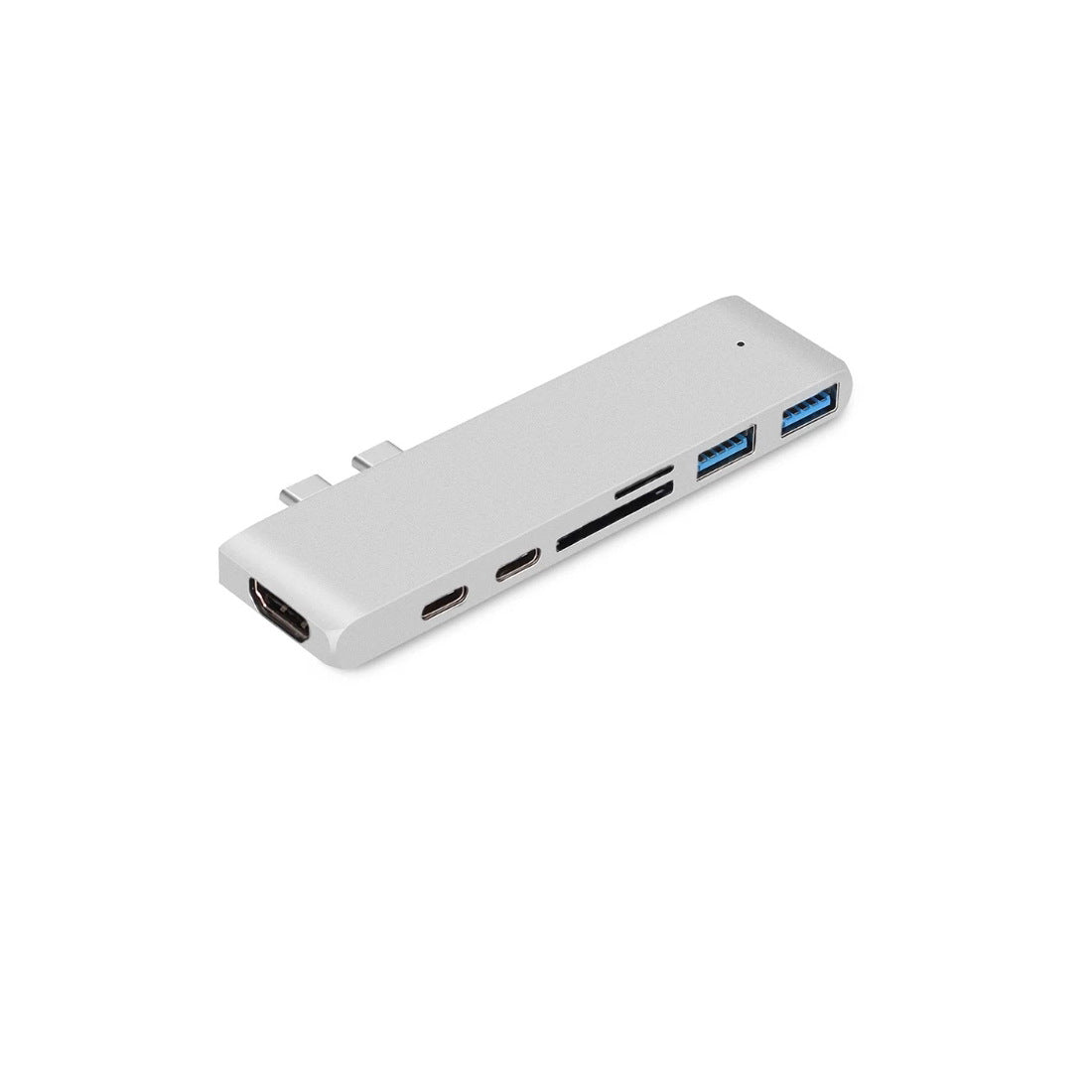 eprolo 7-in-1 dual Type-C to HDMI dock with USB 3.0 ports, displaying multiple ports and sleek black design
