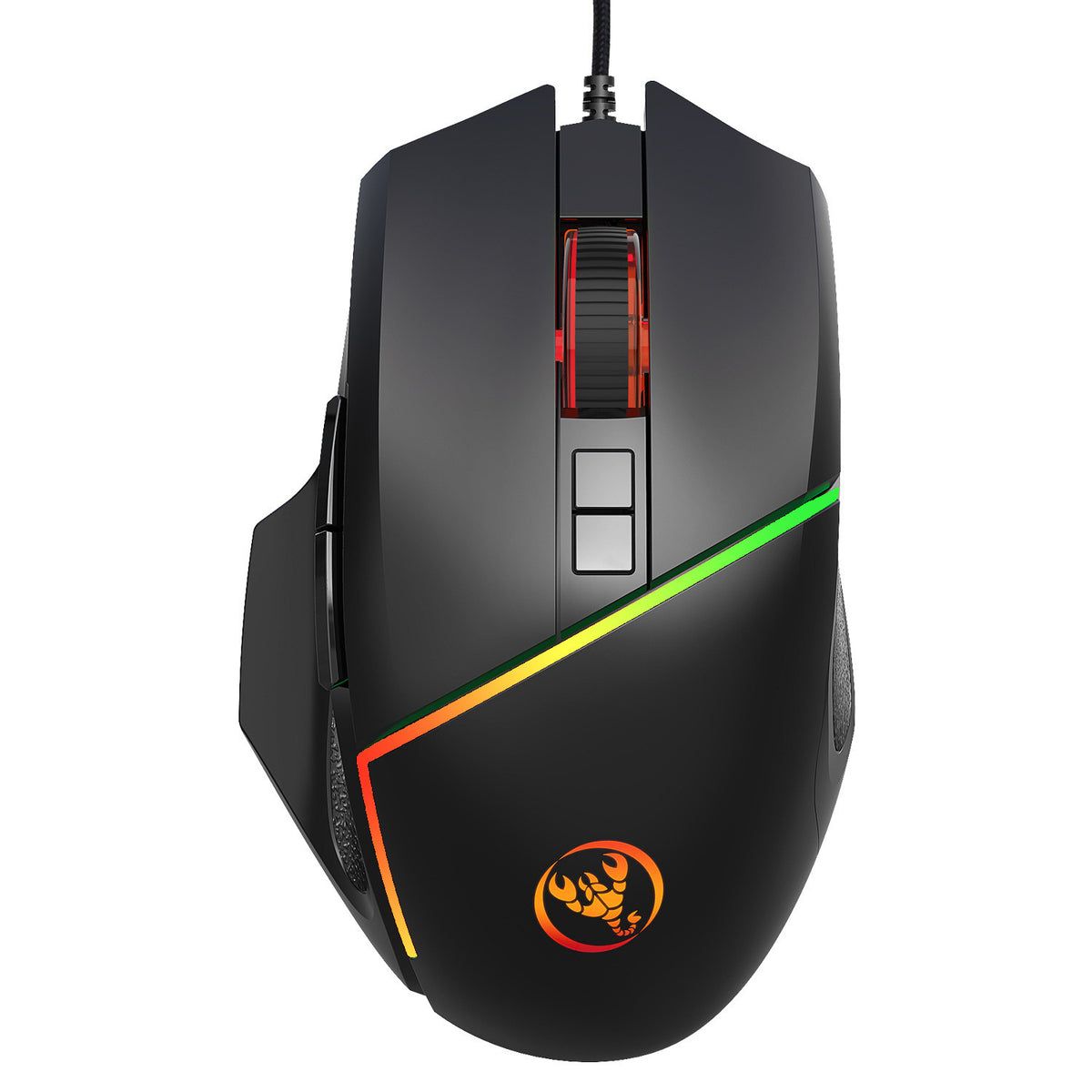 A876 wired mouse with colorful synchronized lighting, 6400dpi adjustable lighting, can turn off gaming mouse - American Smart