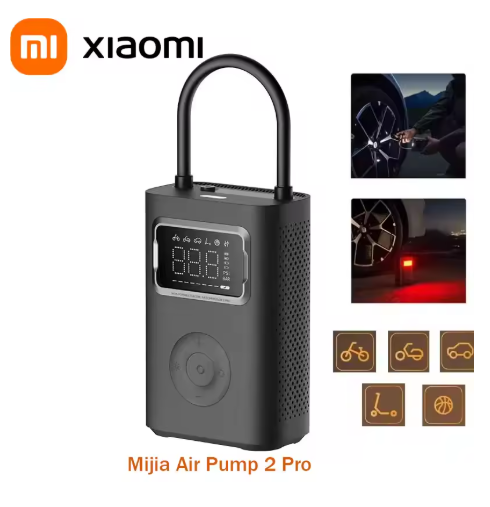 Xiaomi Mijia portable smart digital tire inflator pump for bike, motorcycle, car, and football with digital pressure display