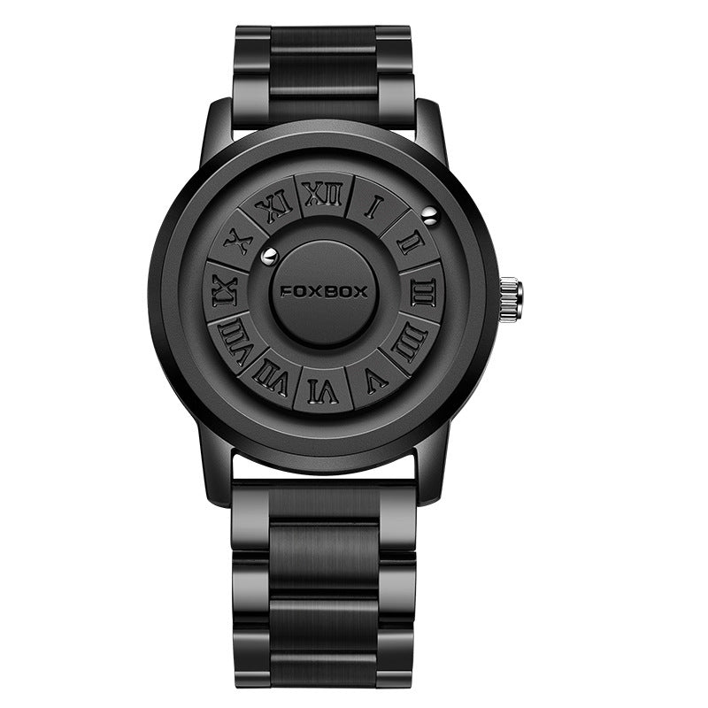 Eprolo FB0047 Cool Magnetic Suspension Watch for men, black design with creative and modern technology features.