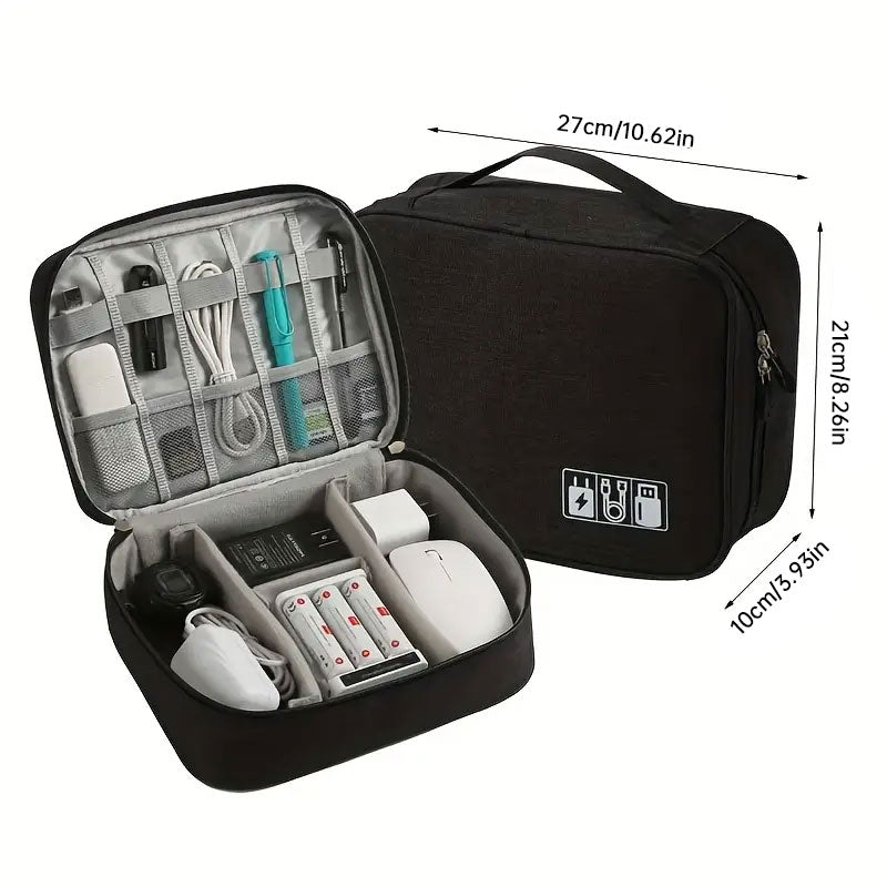 eprolo waterproof travel cable organizer bag with compartments for USB cables, chargers, and electronic gadgets.