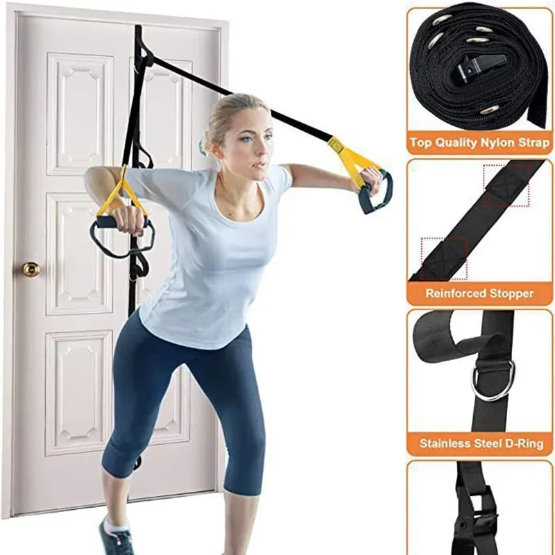 eprolo resistance band door anchor strap for home fitness, portable gym attachment for secure resistance band exercises