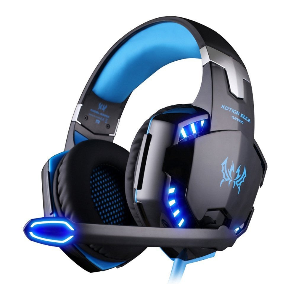 eprolo G2000 wired gaming earphones with illumination and heavy bass, designed for PC, PS4, and esports gaming setups.