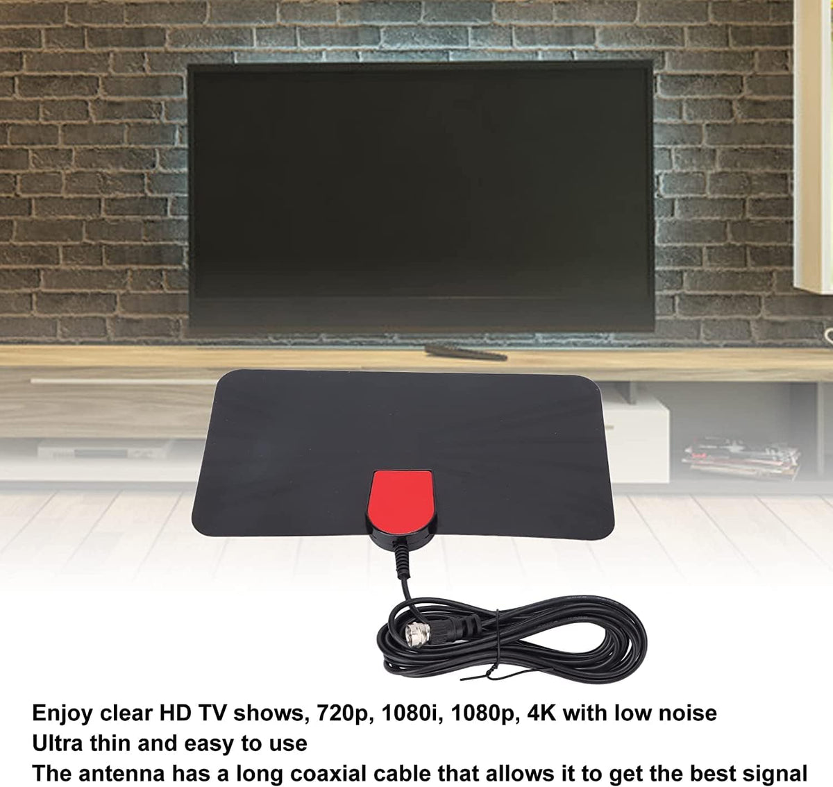 eprolo digital indoor TV antenna with 1080p 4K HDTV reception, UHF range 470-862MHz, 100 miles/160km signal receiving range