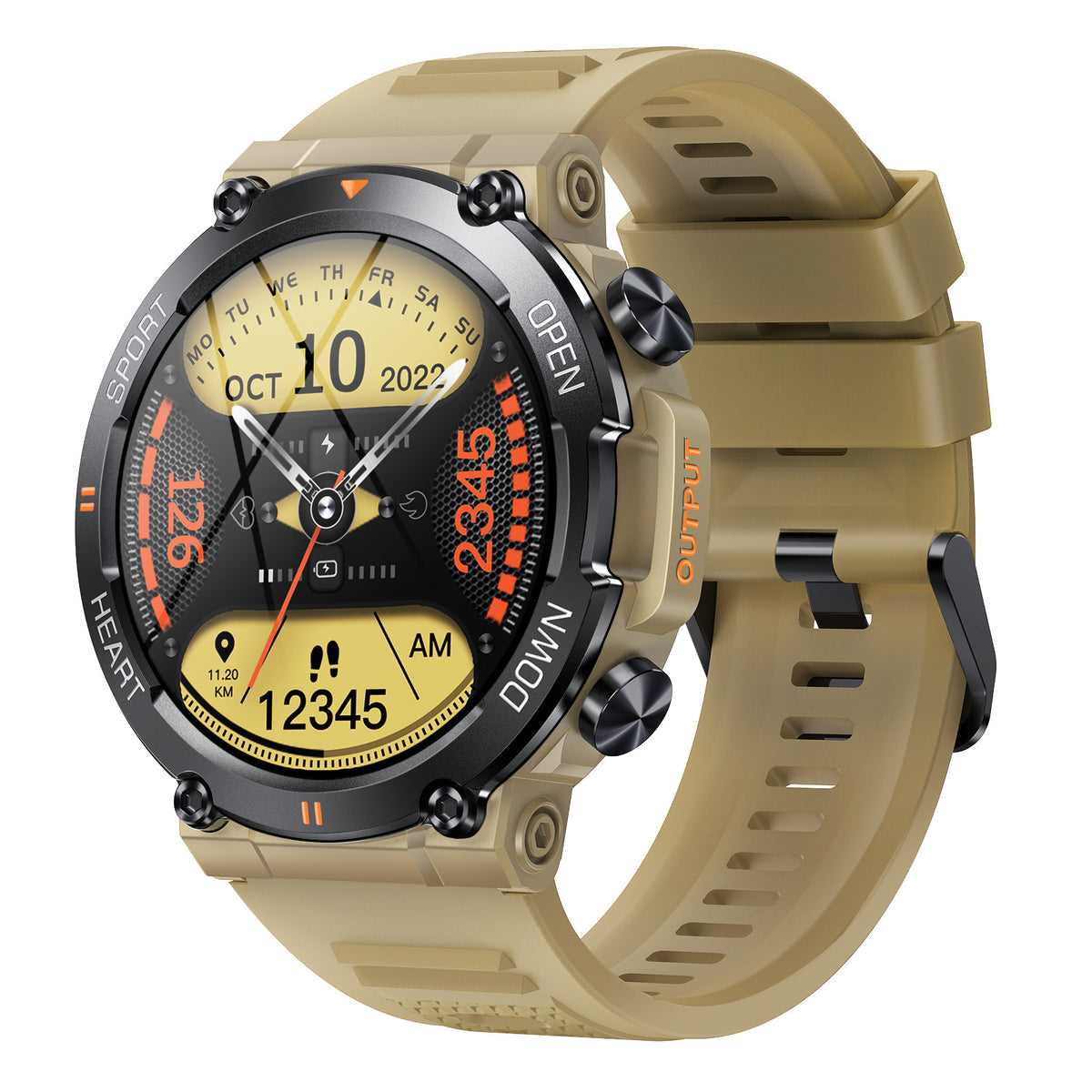 eprolo K56PRO Three-proof Call Smart Watch with digital display and adjustable strap showing on a wrist.