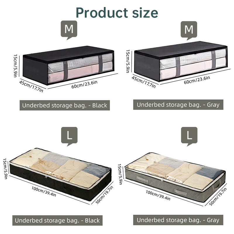 eprolo under-bed storage bag with large capacity, foldable dustproof organizer for comforters and clothing in 75L and 40L sizes