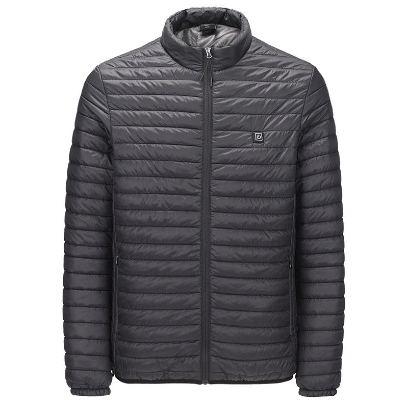 Eprolo intelligent heating cotton jacket with USB charging, four-zone warmth, worn by a couple, Korean style, suitable for men and women.