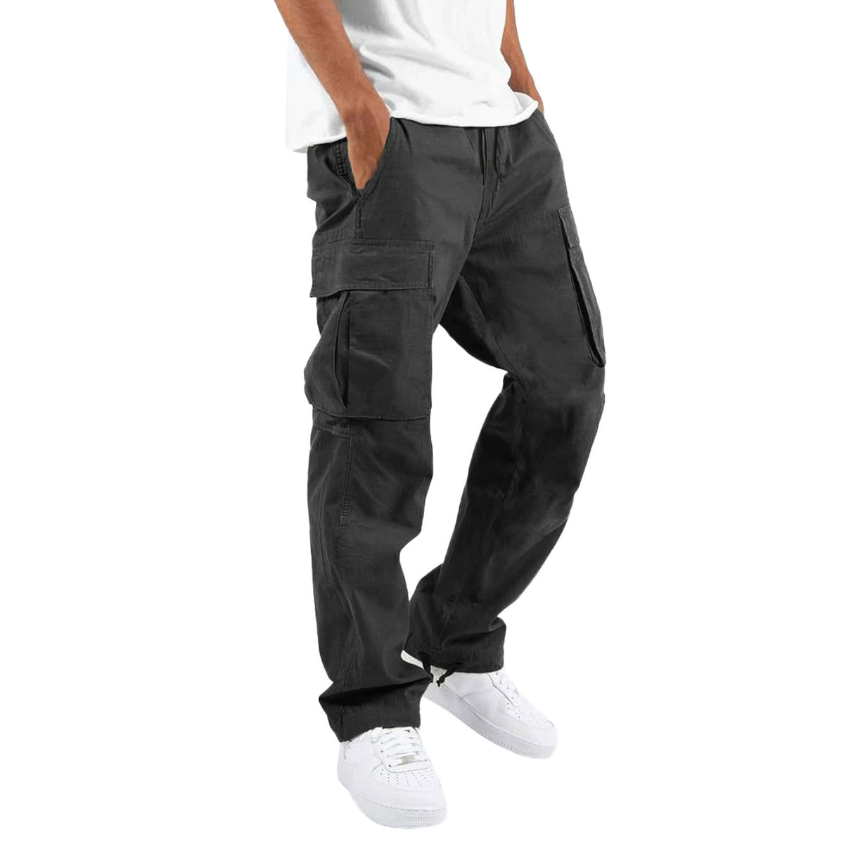 Men's cargo pants by eprolo, long trousers with multiple pockets, suitable for casual and sporty wear, shown in the image.