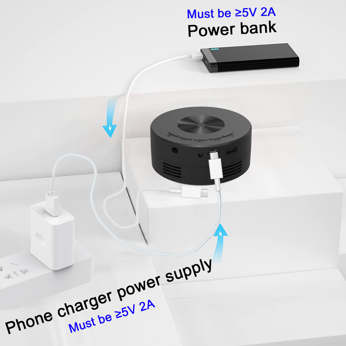 Eprolo YT200 mini portable home projector with small size, suitable for children, displaying colorful projection on a wall