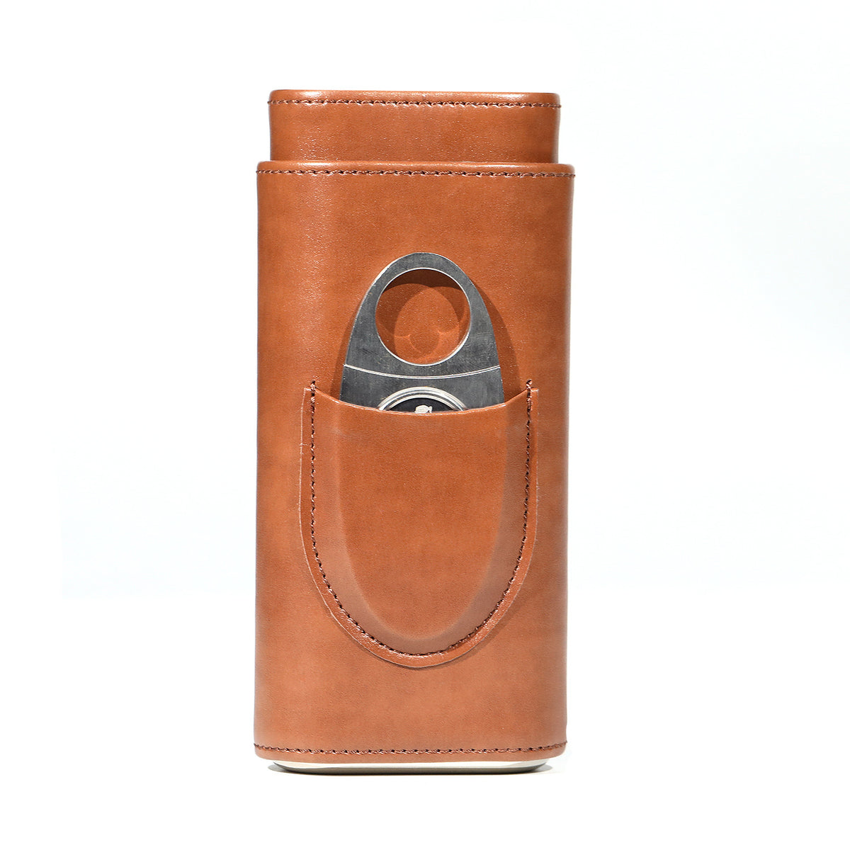 Eprolo leather cigar box with cedar wood ends, portable 3-pack cigar moisturizing and protective covers for cigars.