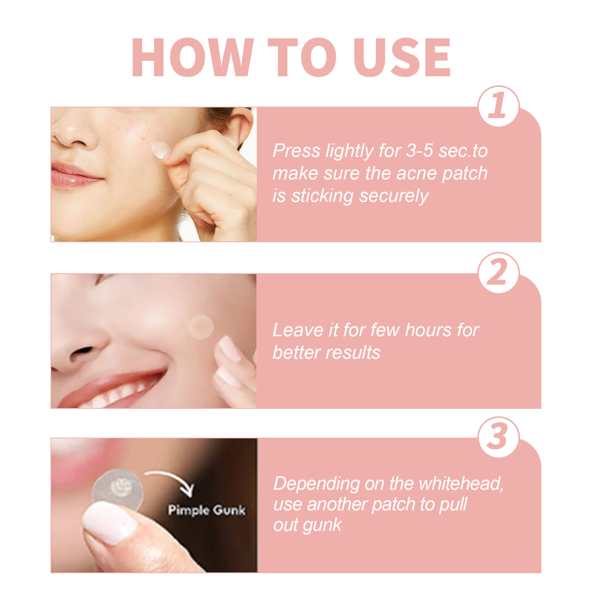 Acne Patch, Repair Acne Pimple Facial Redness Clean Pores Moisturize Skin Patch - American Smart