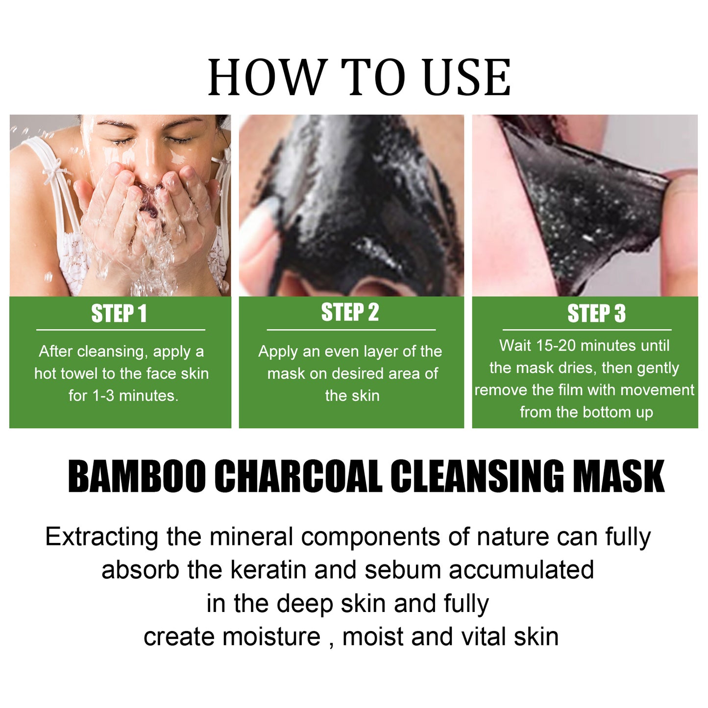 EELHOE Bamboo Charcoal Blackhead Removing Tearing Facial Mask, Moisturizing Removing Blackhead And Acne Shrinking Pore Oil Control Mud Mask - American Smart