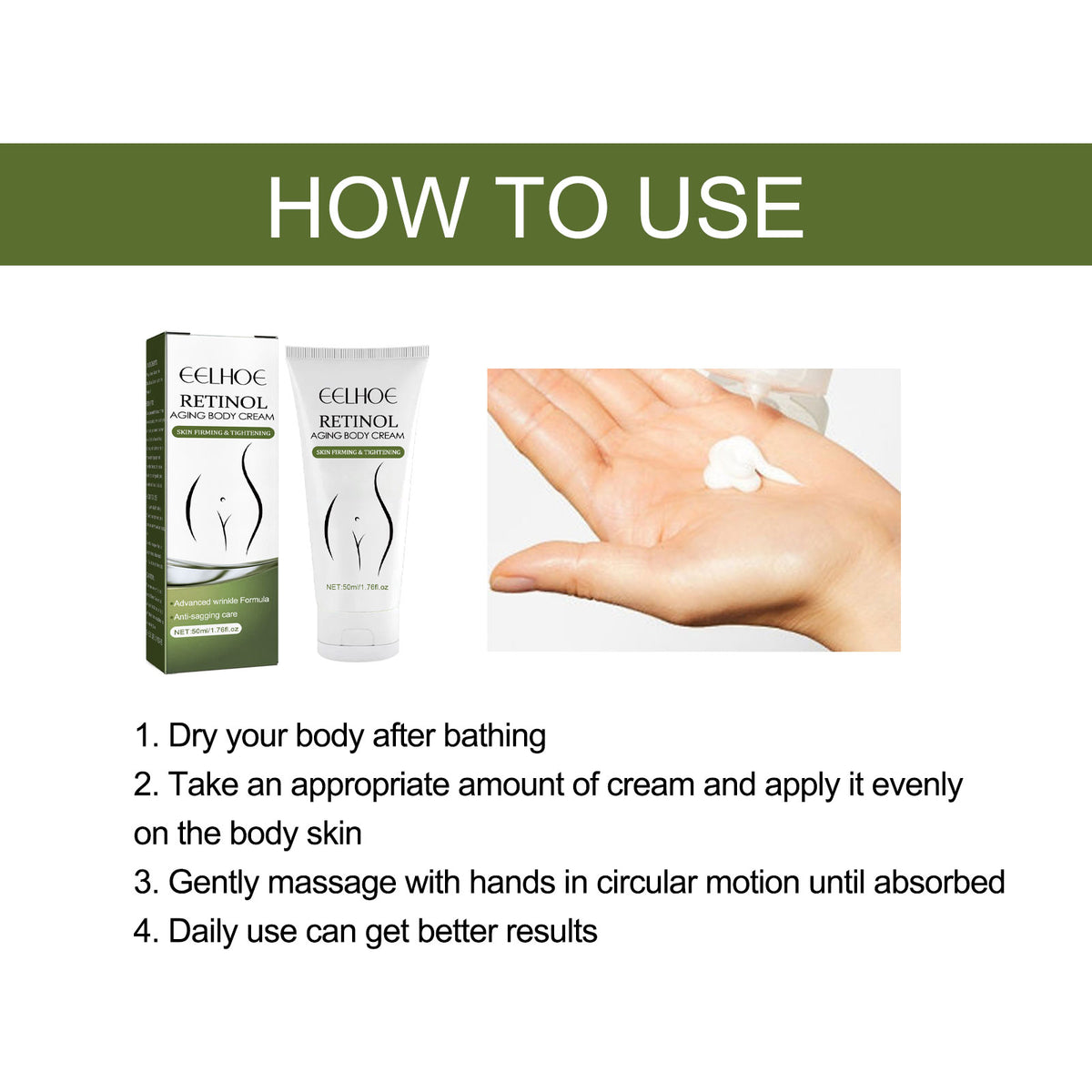 EELHOE Retinol Body Cream Body Cream For Toning, Moisturizing, Brightening, Lightening, Fine Lines And Soft Skin - American Smart