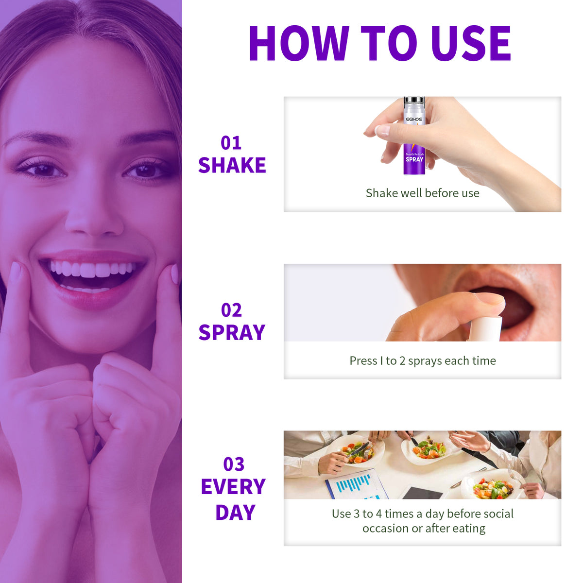 eprolo Fresh Mouth Spray for bad breath, portable spray with fresh fragrance, ideal for quick freshening of breath on the go