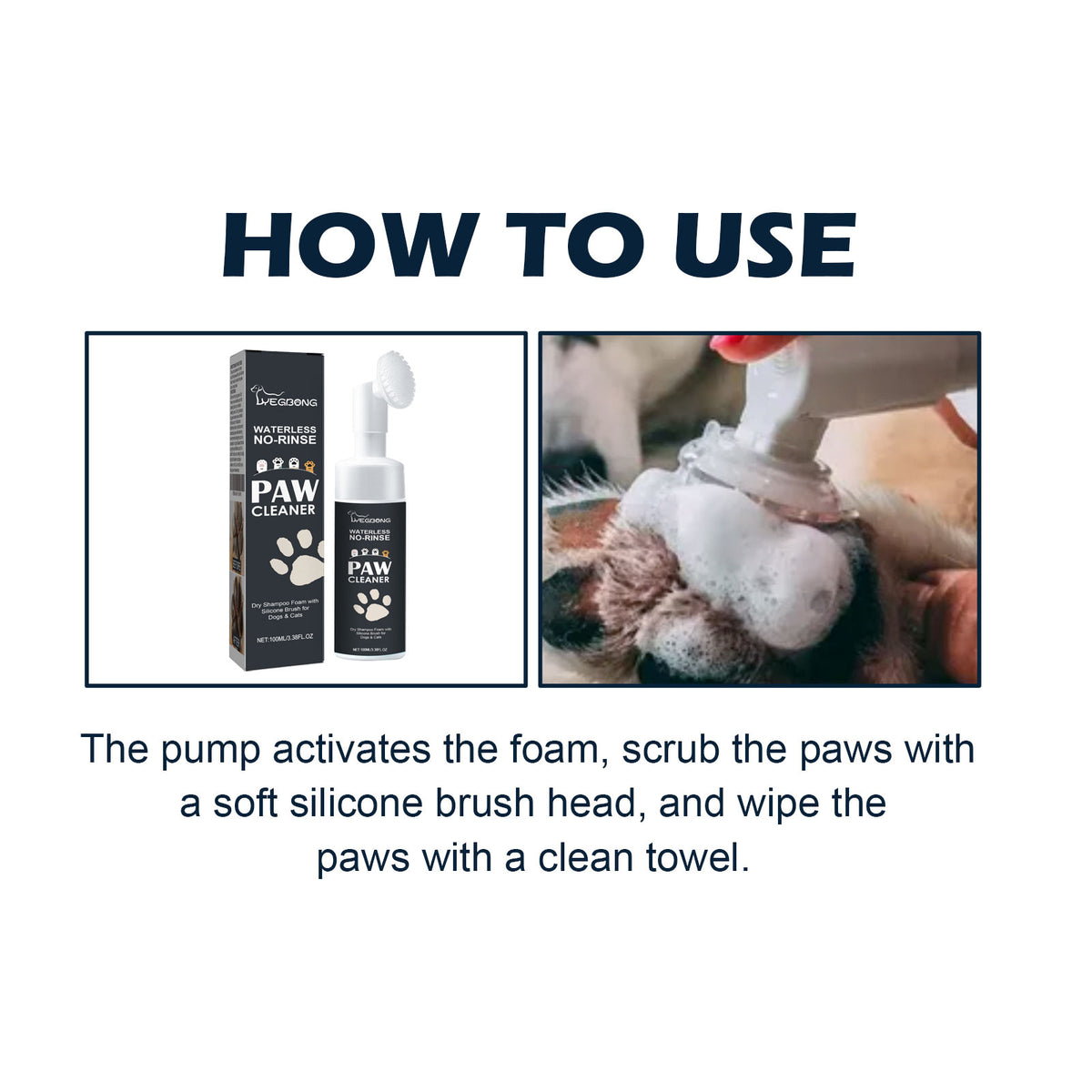 eprolo pet paw cleaner for dogs and cats, portable foot care tool with soft brushes for cleaning paws effectively.
