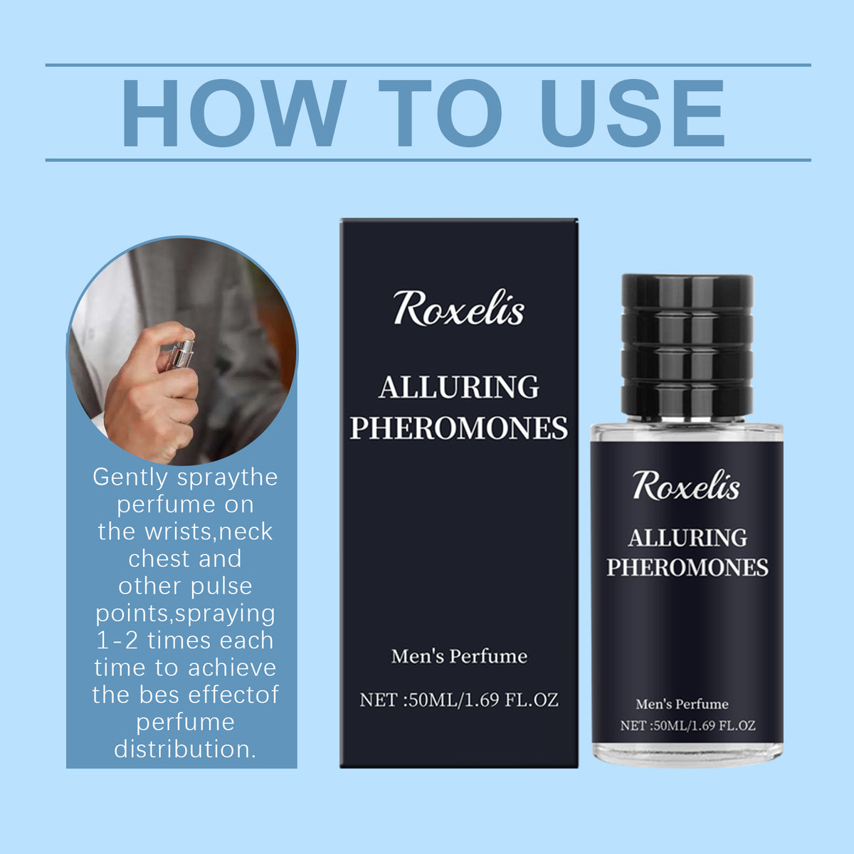 Eprolo Roxelis Personality men's perfume bottle with bergamot scent, showcasing elegant design, ideal for lasting male charm and dating.