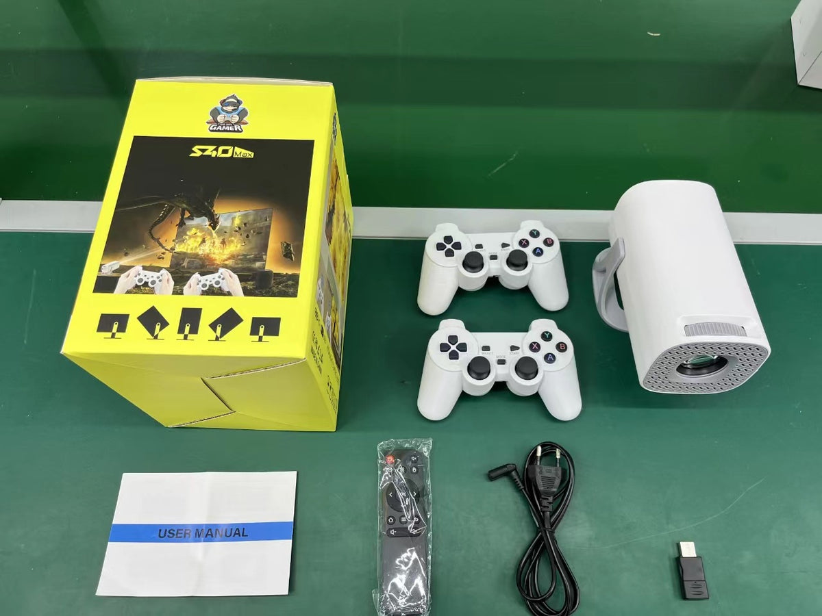 Eprolo Game Hot Projector MAX300 portable 4K HD with wireless controller, showing a sleek compact design and high-resolution image.