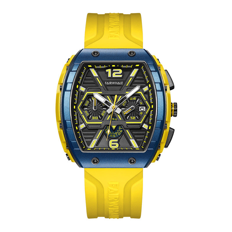 Men's multi-functional casual quartz wristwatch with three eye shaking sonic explosive features, by eprolo.