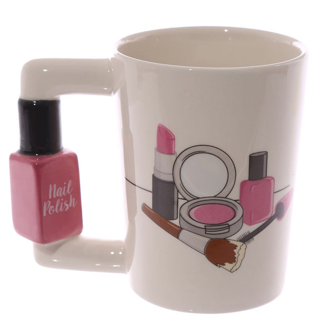 Creative Ceramic Mugs Girl Tools Beauty Kit Specials Nail Polish Handle Tea Coffee Mug Cup Personalized Mugs - American Smart
