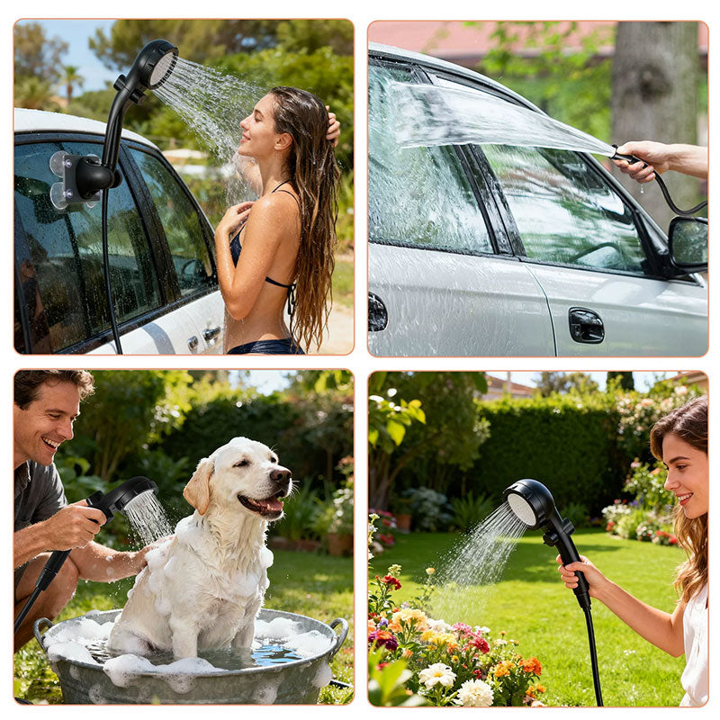 eprolo portable outdoor shower kit with rechargeable water pump, display, suitable for camping and pet bathing, 6000mAh battery