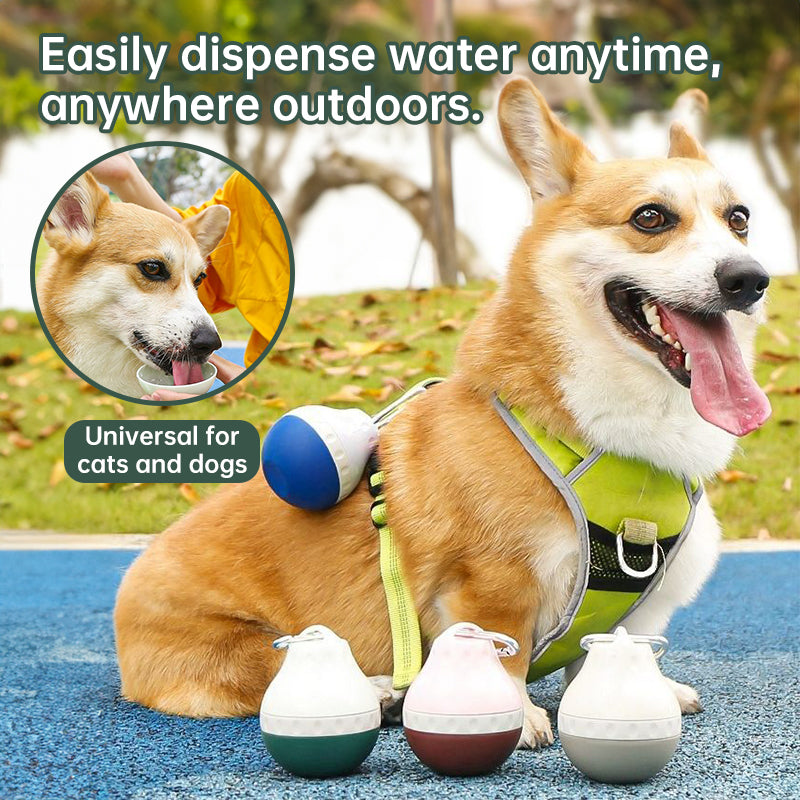 Eprolo portable dog water dispenser with tear-drop design, lightweight pet water bottle with bowl for travel and outdoor activities.