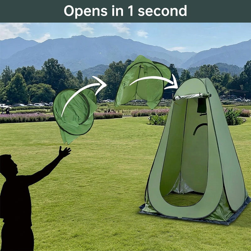 Eprolo portable outdoor camping tent with single-person design, changing room, shower, and storage for camping, fishing, or photography.