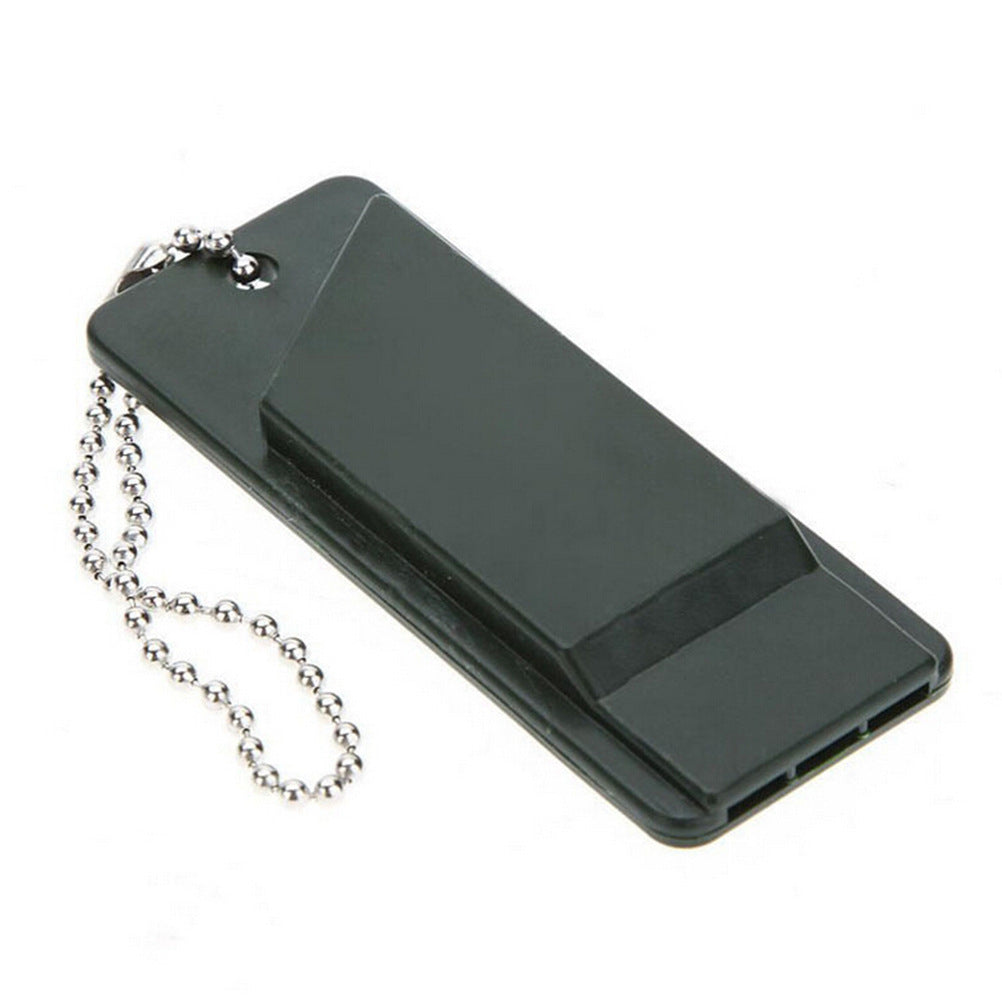 Green eprolo outdoor hiking and camping whistle with three frequency options, ideal for mountaineering, survival, and first aid.