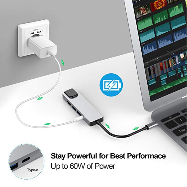 Eprolo Type C docking station with HDMI 4K, Gigabit Ethernet, and USB 3.0 ports on a sleek all-in-one hub.