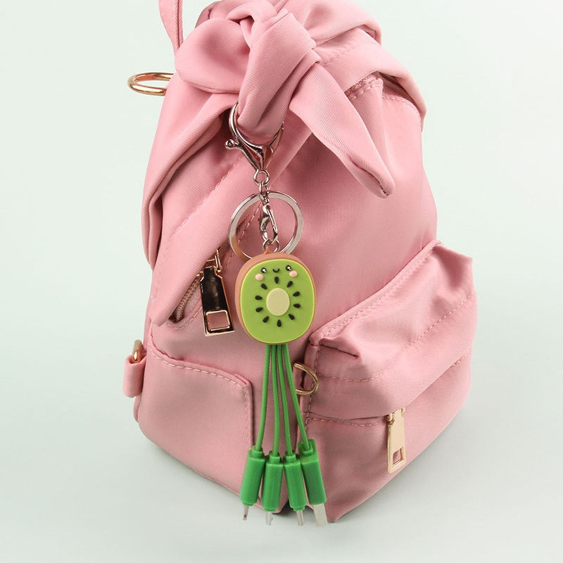 eprolo Kiwi Mobile Data Cable Healing Series fruit smile keychain with 3-in-1 universal charging cable, colorful and portable design