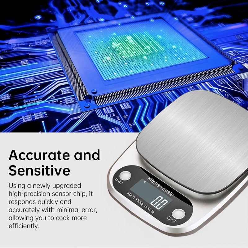eprolo high-precision kitchen scale with LCD display, 10kg capacity, suitable for food, baking, and jewelry weighing.