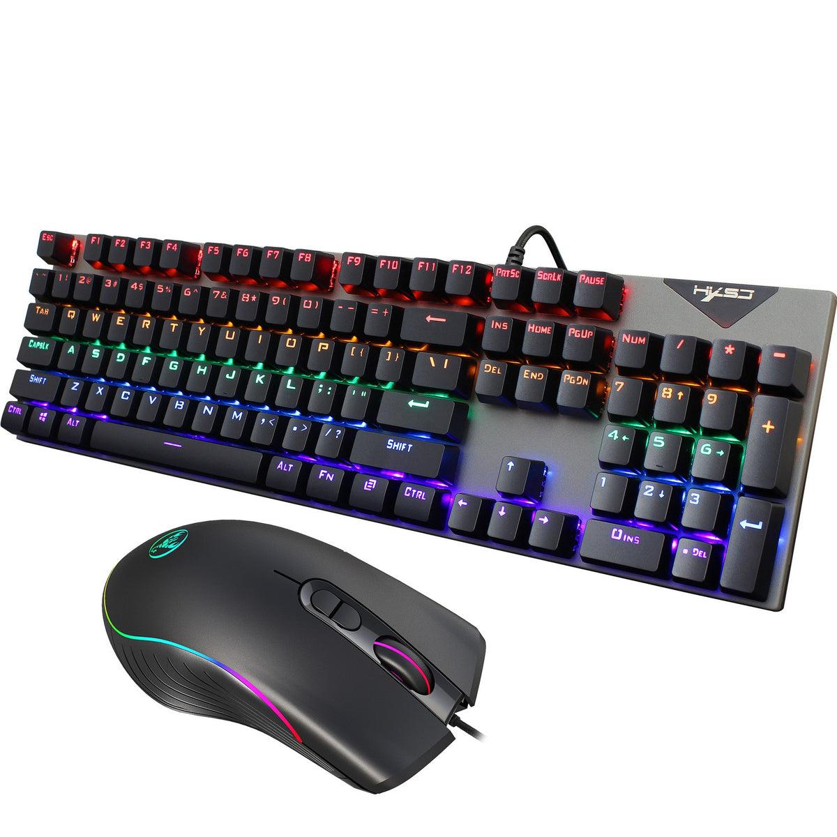 Eprolo RGB wired gaming keyboard with suspended keycaps and mechanical feel, paired with a matching illuminated gaming mouse.