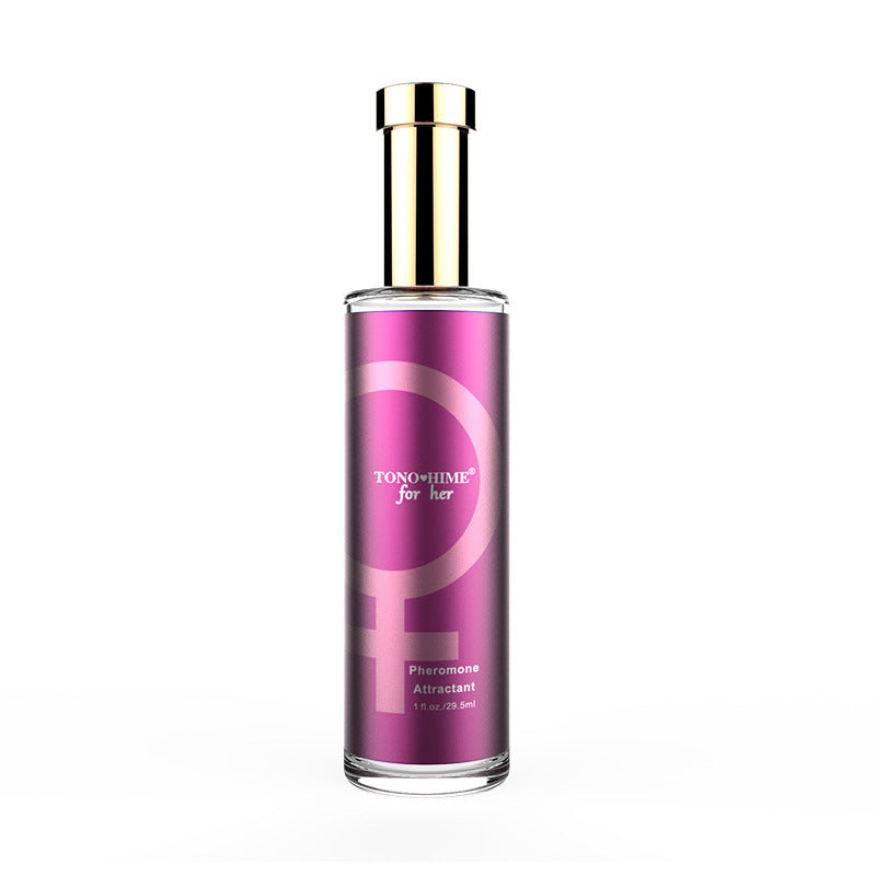 Eprolo Moai Perfume Pheromones for men and women, featuring gold powder, with adult flirtatious sex toy in the background.