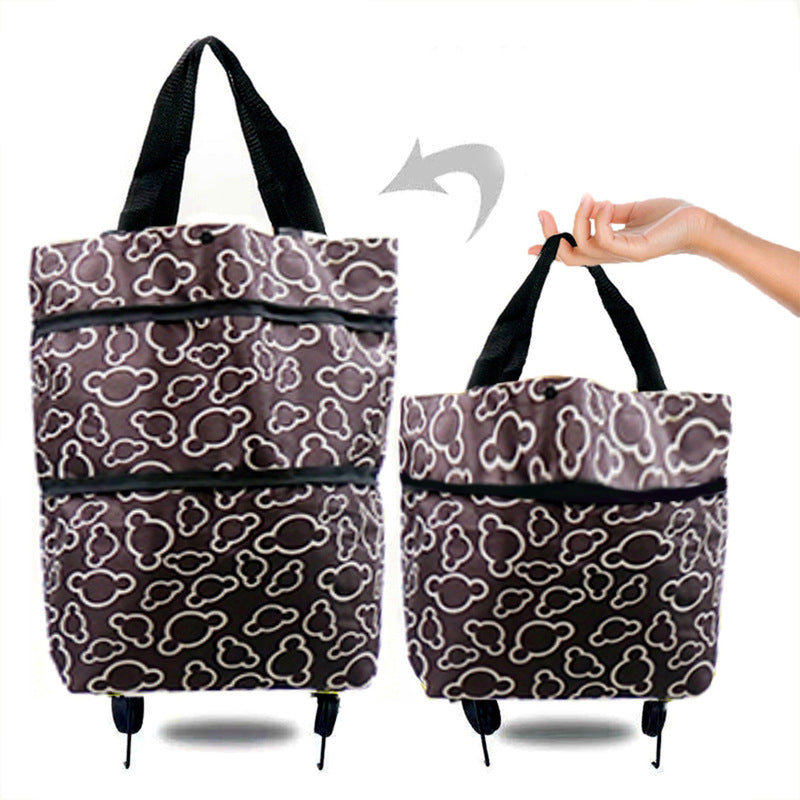 Lightweight eprolo foldable shopping cart with wheels, backpack-style travel trolley for groceries and storage.