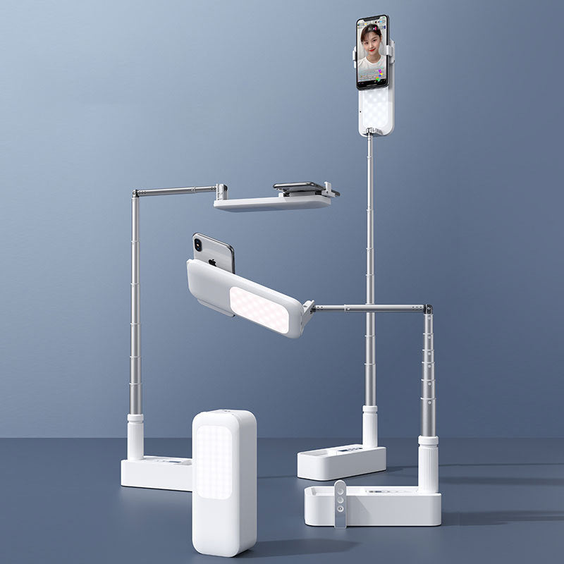 eprolo portable retractable wireless LED selfie fill light with dimmable settings and phone holder stand for live videos