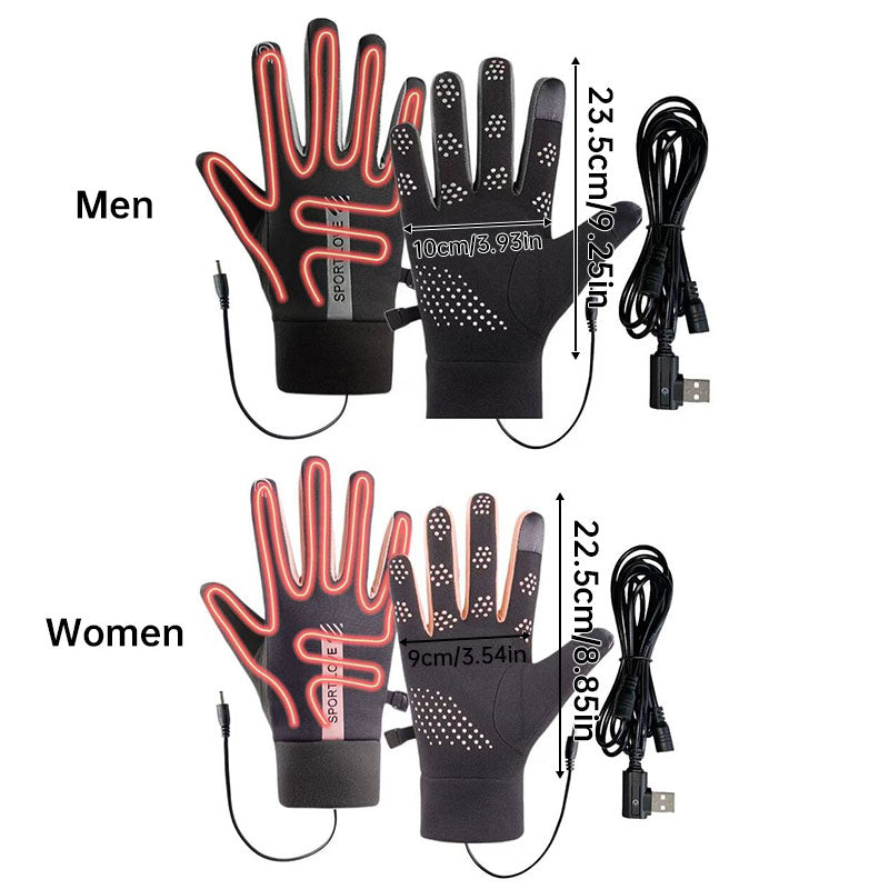 eprolo USB rechargeable heated gloves with adjustable temperature, anti-slip grip, and touchscreen compatibility for winter sports.
