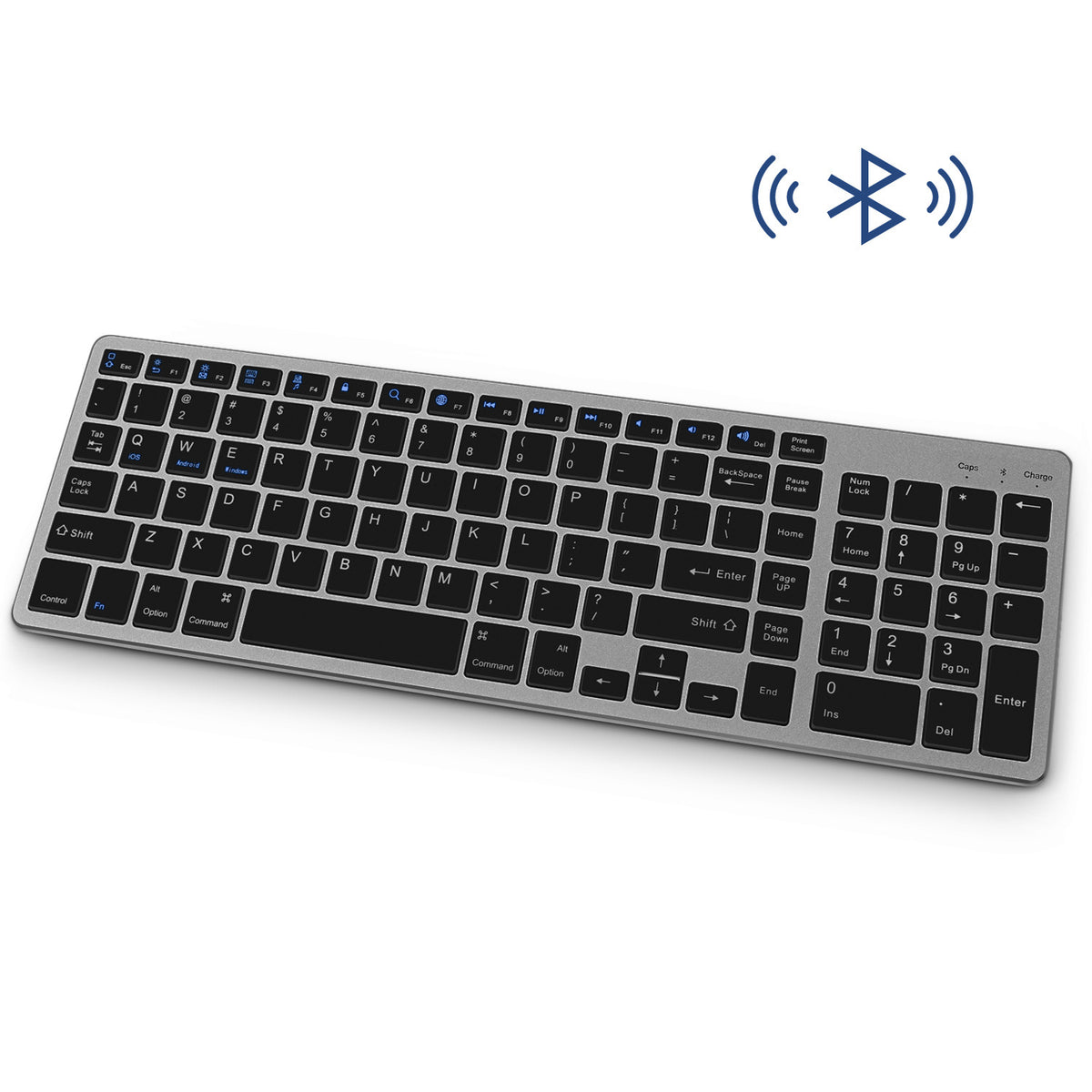 Wireless Bluetooth keyboard for iPad and mobile phones by eprolo, featuring mobile phone wireless charging capability.