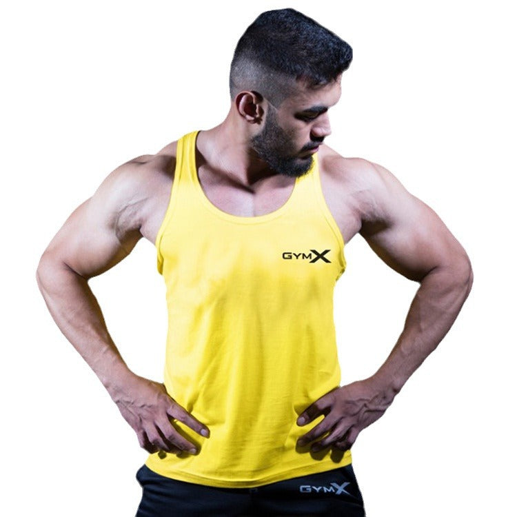 Men's eprolo fitness vest, tight-fitting muscle exercise T-shirt, quick-drying sleeveless top for muscle training and workout.