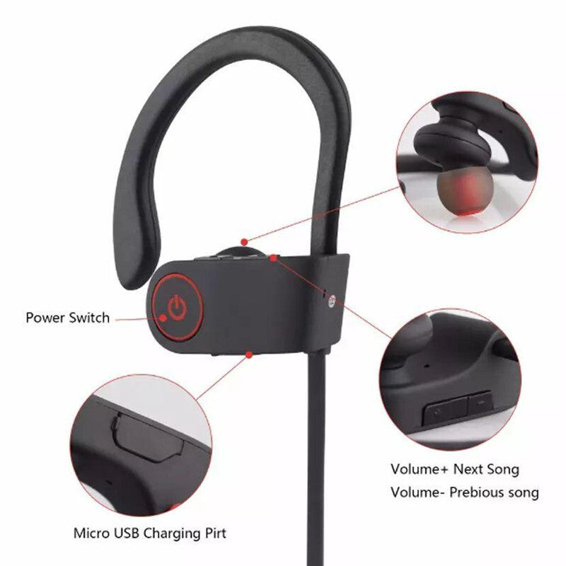 Wireless Bluetooth over-the-ear sports headphones by eprolo with cushioned ear cups and sleek black design.