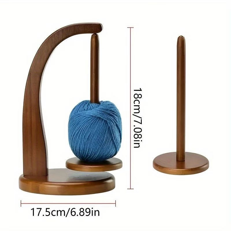 Portable magnetic levitation wool winder by eprolo with wooden stand, manual yarn spinner for spinning and winding crochet thread.