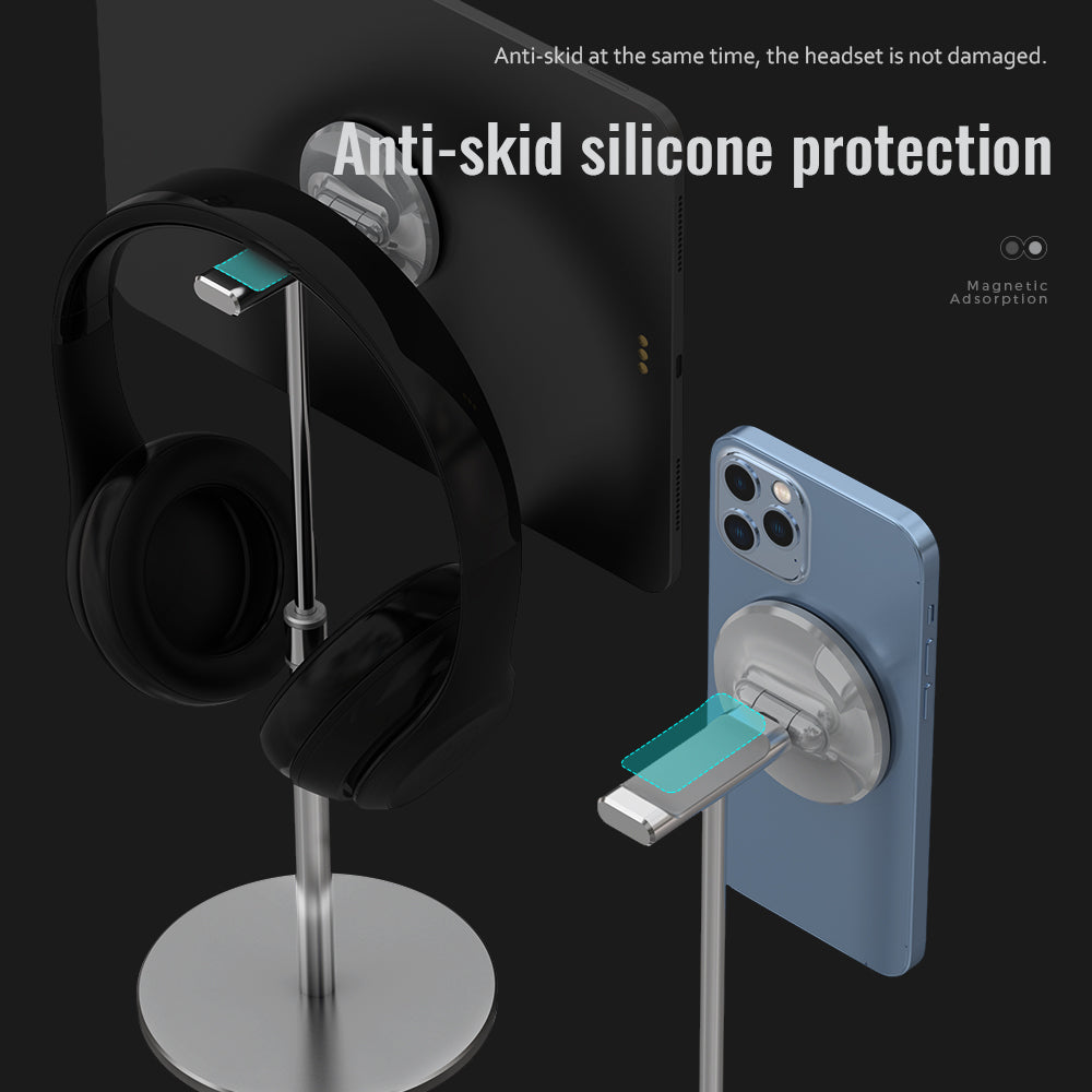 eprolo face disc lift hanging headphone bracket mounted on a wall, compatible with Apple iPad, mobile phones, and tablets with magnetic design