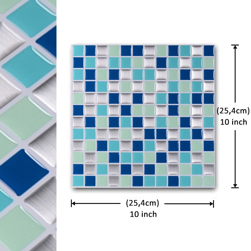 Vividtiles self-adhesive mosaic tile wall decal by eprolo, ideal for kitchen and bathroom decor, showcasing colorful vinyl mosaic design.