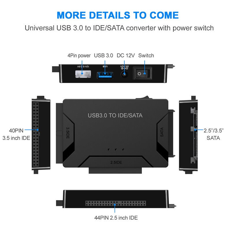 eprolo USB 3.0 hard drive adapter cable connecting SATA and IDE drives for data transfer and easy drive access.